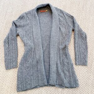 Kuna 109% baby alpaca Women's Gray Cable Knit Cardigan sweater small